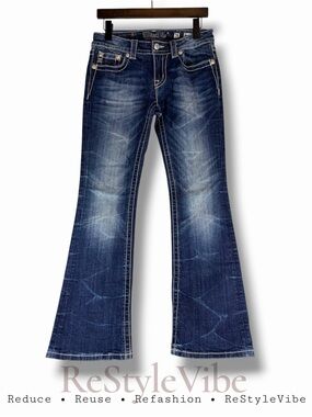MISS ME Women’s Size 28 Denim Jeans Signature Rise Boot Fit Stretch Embellished
